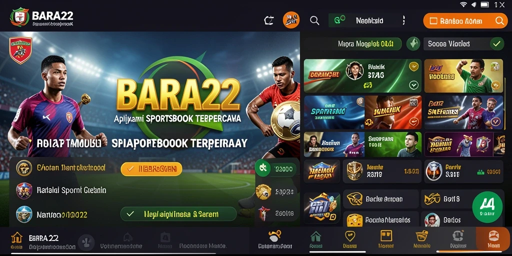 Tampilan interaktif aplikasi BARA22 saat melakukan taruhan olahraga.