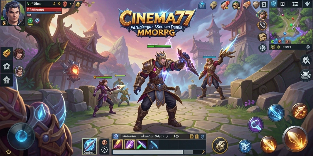Tampilan gameplay <strong>CINEMA77</strong> dengan aksi seru dalam pertempuran MMORPG.