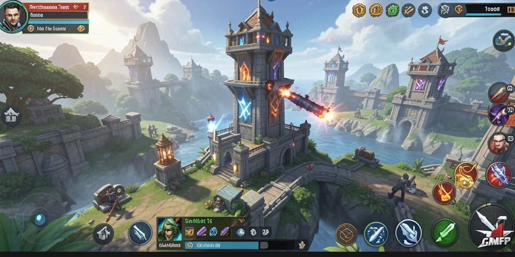 Screenshot menunjukkan aksi menara mempertahankan dalam GAMERP