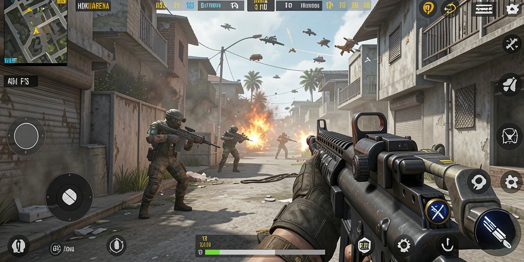 Gameplay intens HOKIARENA dengan aksi tembak-menembak yang seru.