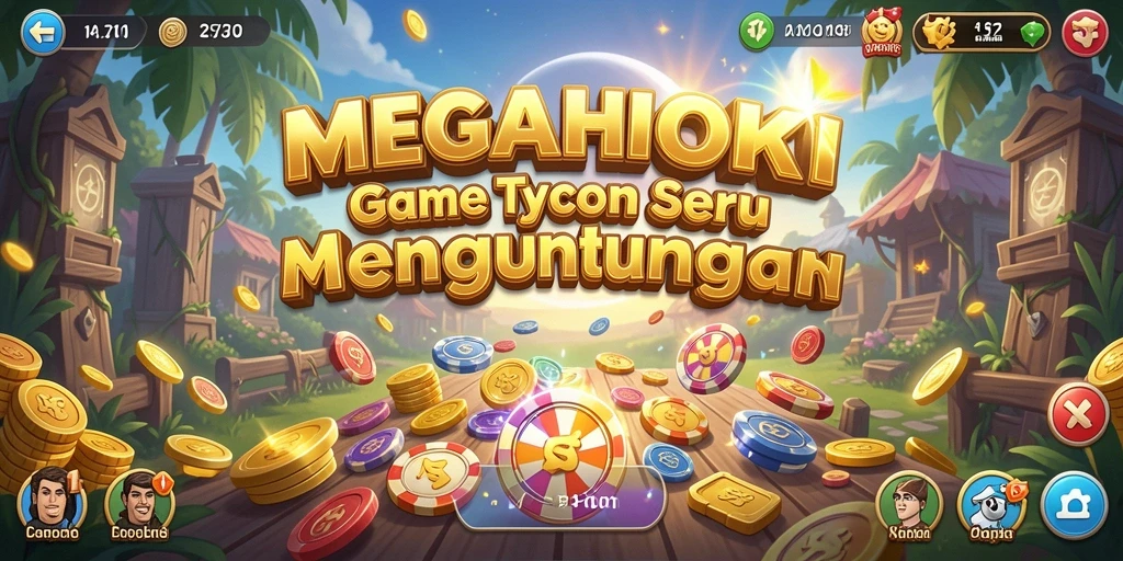 Tangkapan layar gameplay MEGAHOKI menampilkan pengelolaan bisnis yang seru.