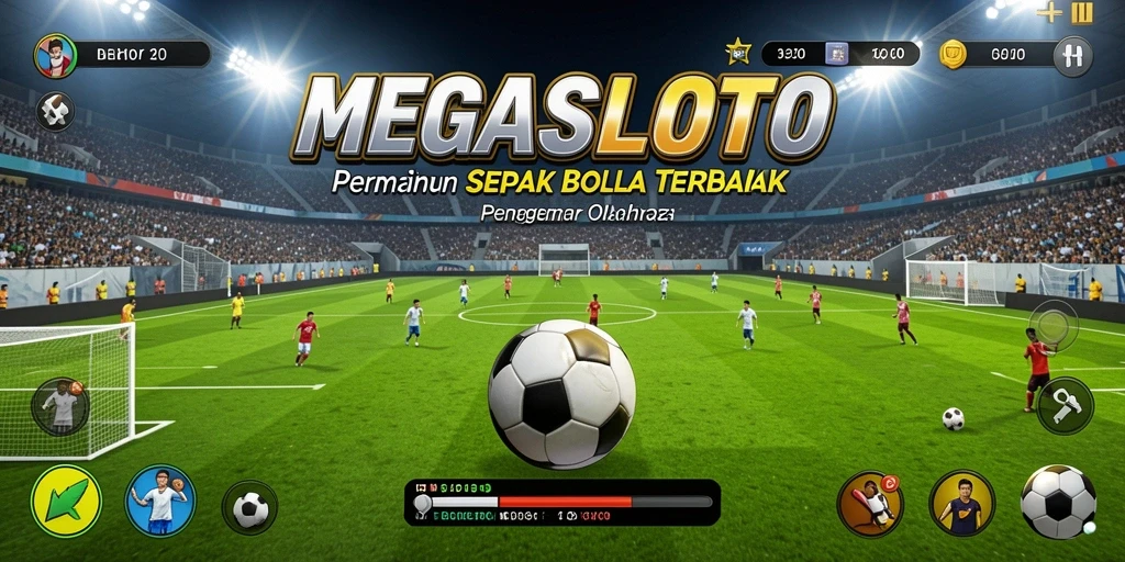 Screenshot gameplay MEGASLOTO yang menampilkan momen seru pertandingan sepak bola.