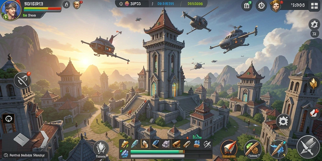 Tampilan gameplay SIP33 dengan menara yang siap menghadapi serangan musuh.