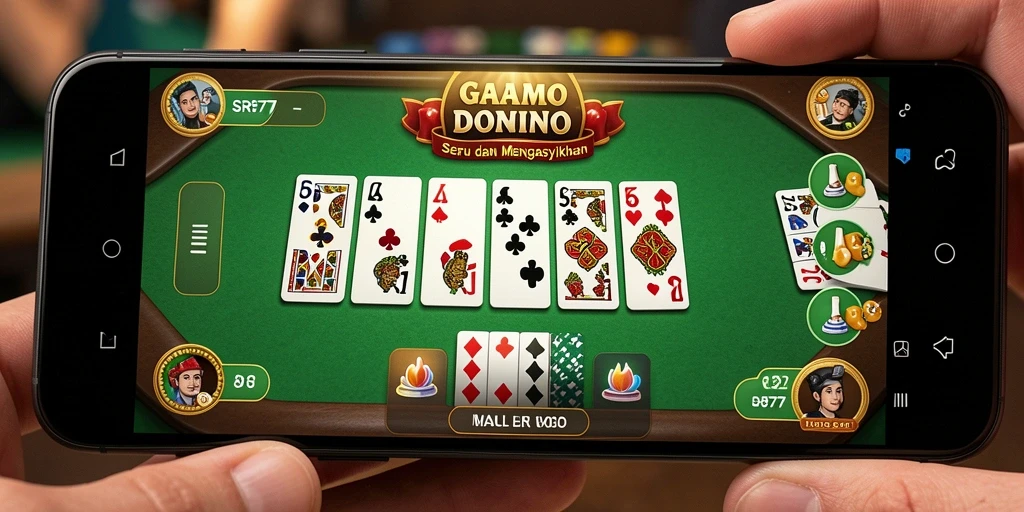 Tampilan gameplay seru dalam SR877, permainan Domino interaktif.