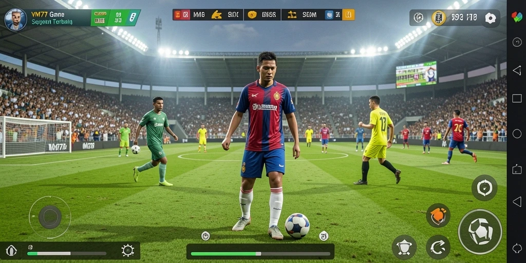 Gameplay seru VM777 dengan aksi sepak bola yang memukau.
